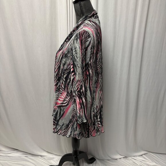 Southern Lady Open Cardigan Womens Size Large Pink Black Gray Zebra Print Jacket - Picture 3 of 8